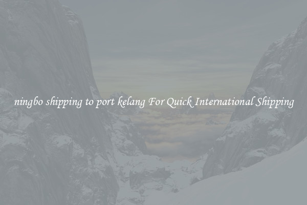 ningbo shipping to port kelang For Quick International Shipping